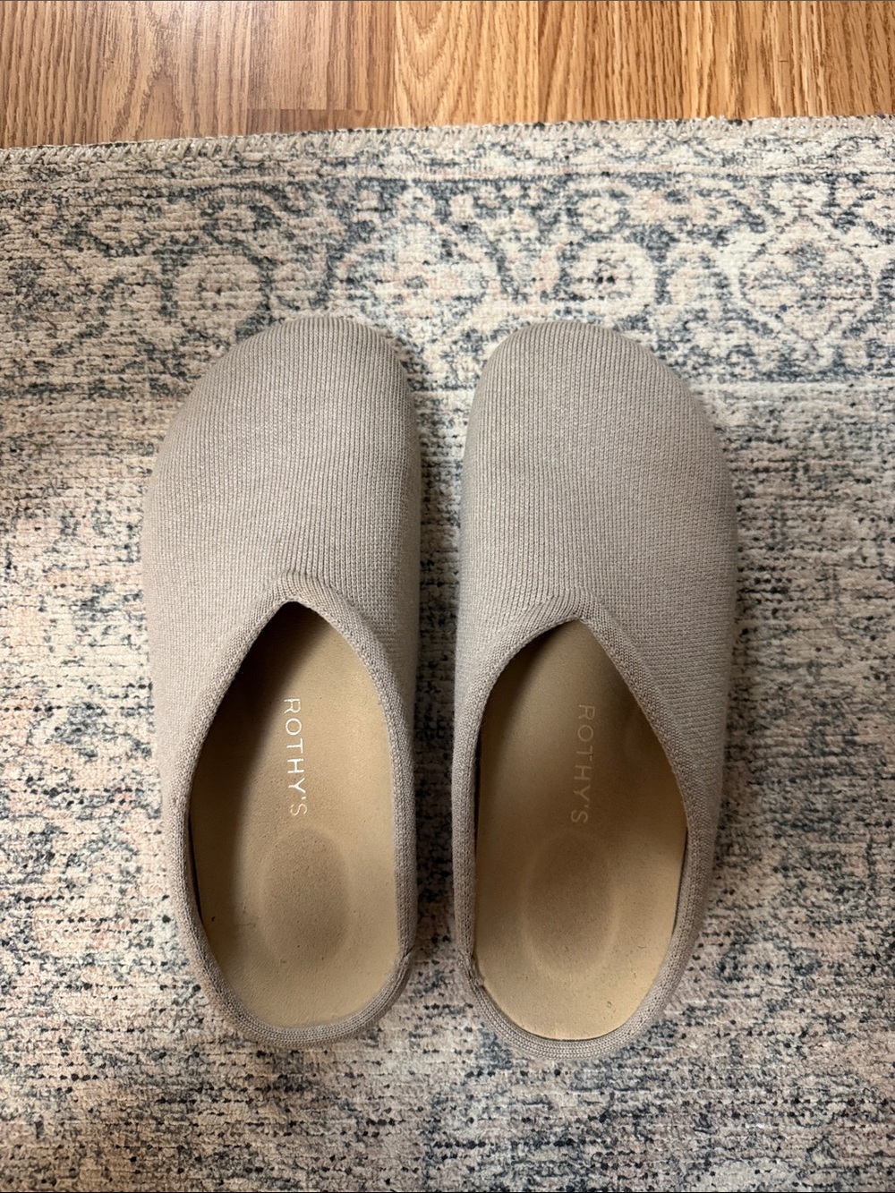 Rothy's Taupe Knit Slip-On Mules